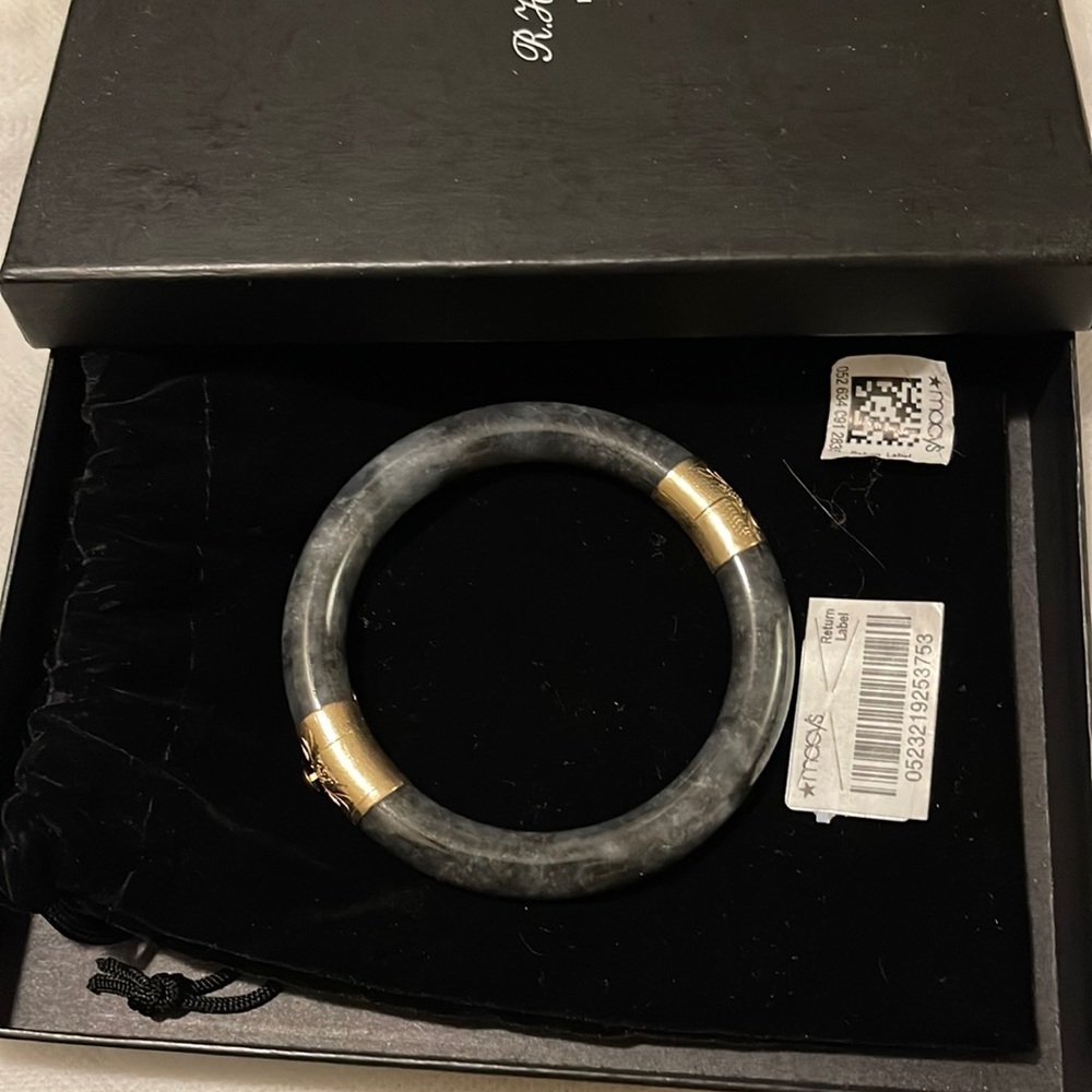 Stone Grey Jade Bangle Bracelet